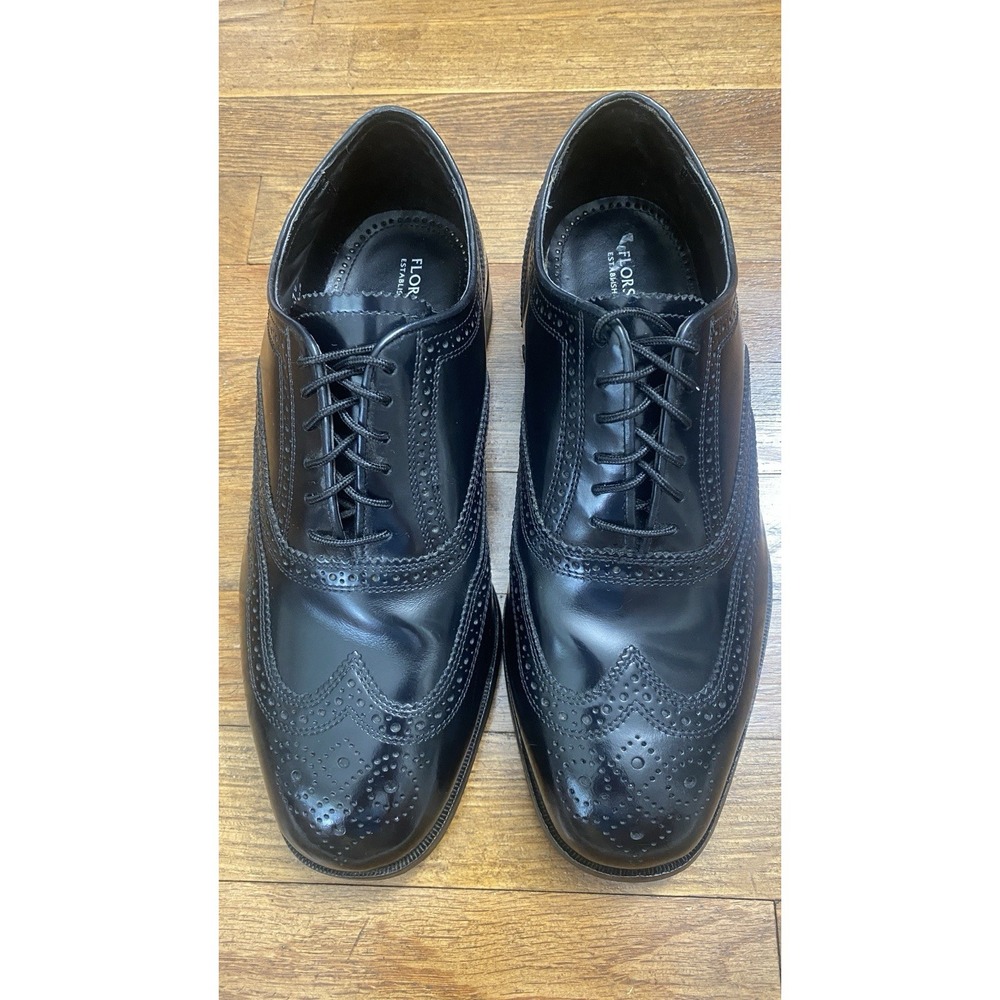 Florsheim Lexington Wingtip Oxford Shoes Size 9 Black Leather Dress Shoes Career - Picture 3 of 10